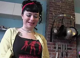 Goth brunettes finger lick toys kiss in kinky house lesbian play