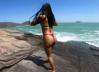 She pees then rides cock wildly on beach sands part 1