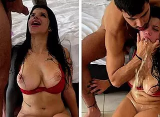 slut chugs piss puke through extreme sloppy deepthroat training