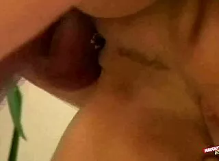 during the bath busty granny sucks his cock then bangs hard