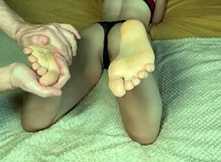 Oiled Barefoot Massage Leads To Intense Footjob