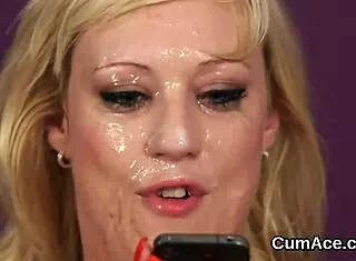 sexy babe gulps massive facial jizz load 😍💦
