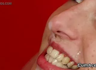 sexy babe gulps massive facial jizz load 😍💦