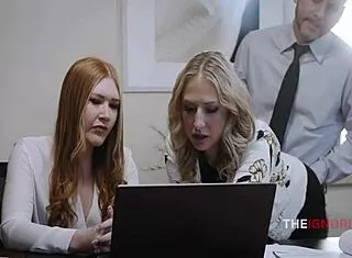 boss demands ass submission over layoffs in wild office 3some