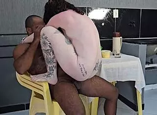 tranny takes bbc creampie anal from friend's husband while she shops