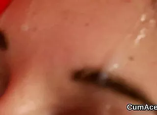 sexy babe gulps massive facial jizz load 😍💦