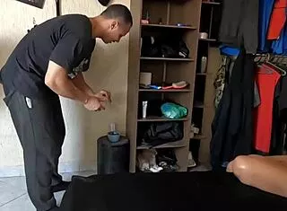 My ripped friend with huge cock made my wife horny she had to taste it dorm style