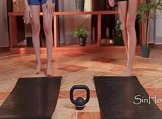 petite gym sluts beg for hardcore anal group workout threesome