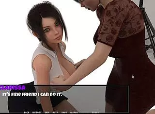 Daughter's big tits tempt handjob fingering doggystyle pussy pounding walkthrough