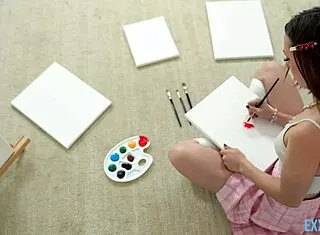 adorable skinny teen laya rae takes hung gi joey's cock everywhere