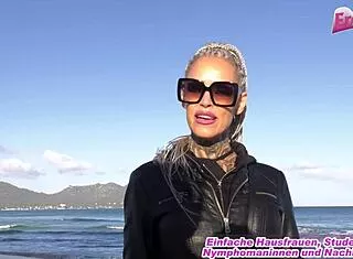 german blonde tattoo milf dragged from beach for pov pounding