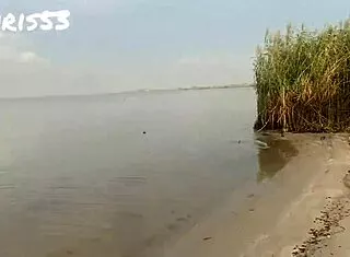 Asian pornstar sneaks beach fun with European stud backstage