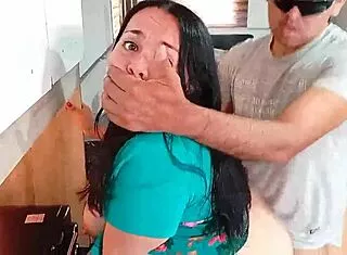 Pounding stepmom's wet pussy hard in kitchen