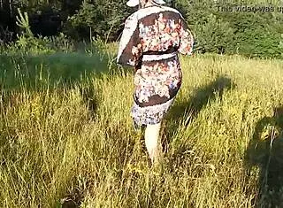 Hairy chubby mature flashes fat pussy skirt on nudist beach