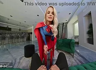 Busty Blonde Supergirl Teases in Heels During DC Comics Cosplay Parody Scene