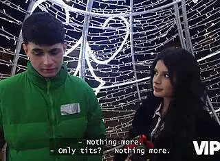 Tight pussy brunette rides huge monster cock christmas gift