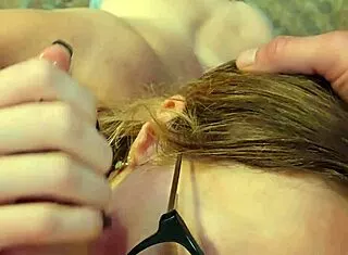 nerdy skinny milf gags deep on cock knees pierced nipples