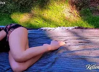 Naughty Brunette Fitness Milf Cheats On Hubby Doggy In Woods!