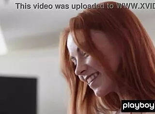 Ukrainian redhead teen strips shakes bubble butt naked