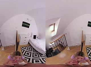 czech vr 331 blonde goes from shy voyeur to pussy riding lover