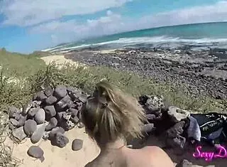 sensual beach pov has her shaking tan-lined ass doggystyle... cum on it!