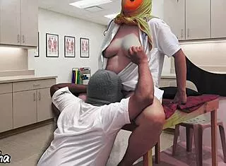 unfaithful arab hijab doctor with big tits cheats ridin patient cock in hospital homemade