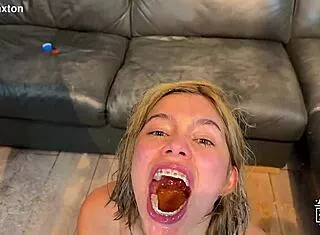 braces teen yennileon blonde chokes on deepthroat gagging puke piss spit facefuck no mercy rough
