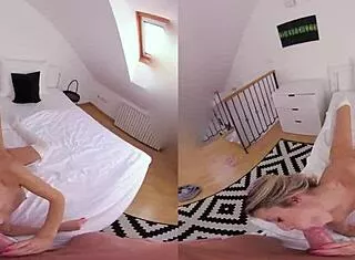 czech vr 331 blonde goes from shy voyeur to pussy riding lover