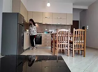 stepmom shocks at stepsons huge dick then bends over kitchen