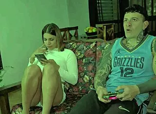 stepsis grabs my cock during play then begs for anal creampie