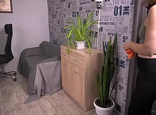 housewife teases in see-through tights 😍 panty flash