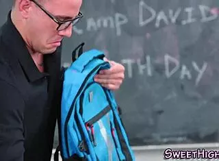 Milf Teacher Swallows College Coed's Cock for Thick Cum Load