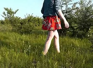 omg this cute brunette teen flashes her hairy pussy and ass outside on wild beach no panties... so hot!!