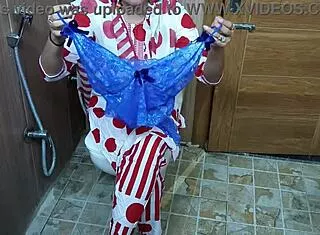 hindi stepmom catches sneaky 18+ teen stepson, loves toilet dirty talk ride