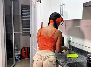 Boss Forces Deep Choke on Cock for Poor House Cleaning in Sheer Red