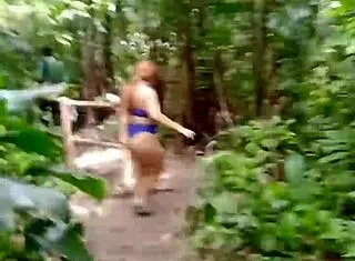 i let his friend suck my natural tits deep in the forest flashing big ass