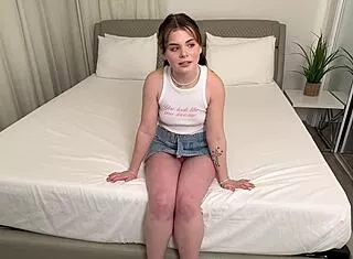 my shy pigtail gf cheats roommate rides oiled pussy squirt creampie