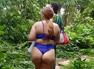 i let his friend suck my natural tits deep in the forest flashing big ass