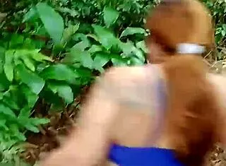 i let his friend suck my natural tits deep in the forest flashing big ass