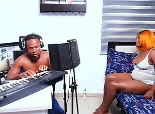 wanna see this sexy ebony pounded missionary style right in the music studio?