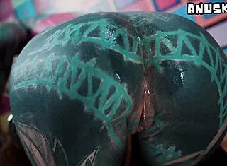 Thick metal toy pounds my ass deep in doggy quickie