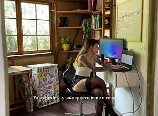 miniskirt secretary roleplay dirty talk suck fuck horny