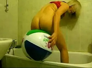 bold sophie fingers hairy pussy with toys in bathroom