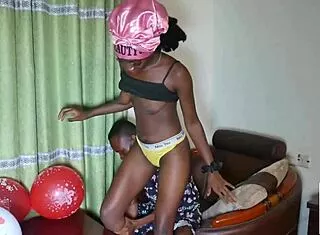 drunk ebony teen begs for birthday creampie in miniskirt