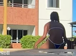 Tattooed Noel splashes in pool on Christmas then fucks Brazilian teen hard