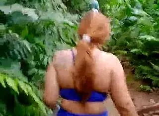 i let his friend suck my natural tits deep in the forest flashing big ass