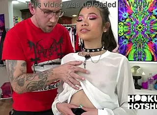 90-pound vina sky begs bryan gozzling for his rough face fucking and deepthroat gagging