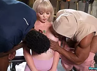 blonde kay carter, suck these BBCs while hubby watches?