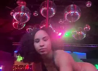 Watch this curly-haired Latina princess tease her shaved pussy before stripping wild!