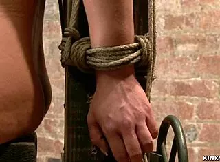 Gagged Hogtied Lesbian Slave Chokes On Vibrating Dildo Bondage